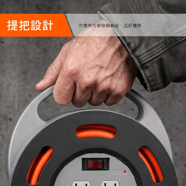 【PowerSync 群加】1開4插3P 工業用輪座延長線/動力線/10m(TX4AF310)