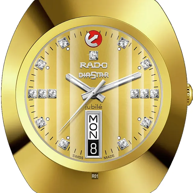 【Rado 雷達表】獨賣真鑽款 Original DiaStar 鑽星創始型機械腕錶35㎜-金色15鑽 R01(R12413703)