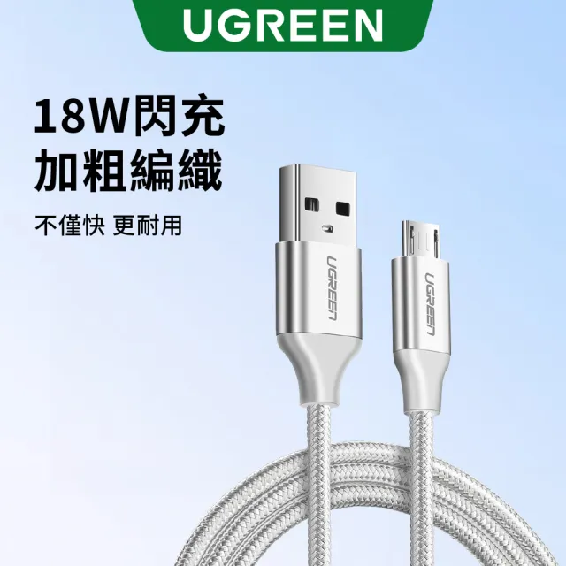【綠聯】1M Micro USB快充傳輸線 Aluminum  BRAID版 Silver(60151)