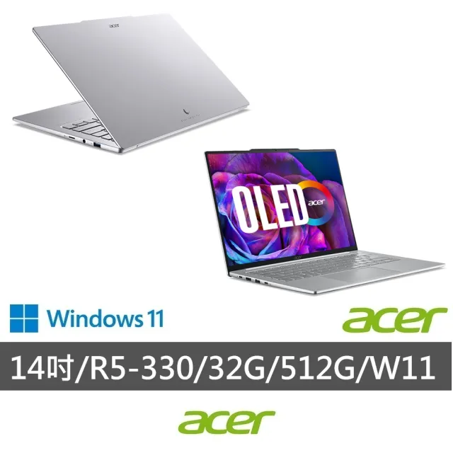 【Acer】微軟M365組★14吋Ryzen AI 5 OLED輕薄AI筆電(Swift Air/SFA14-61M-R7Z2/R5-330/32G/512G/W11)