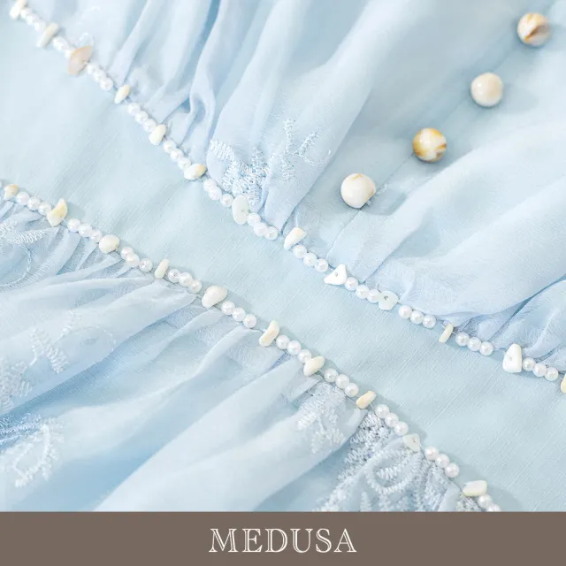 【MEDUSA 曼度莎】現貨-鈴蘭絮語 宮廷泡泡袖收腰洋裝（M-XL）｜洋裝推薦 小洋裝 約會穿搭