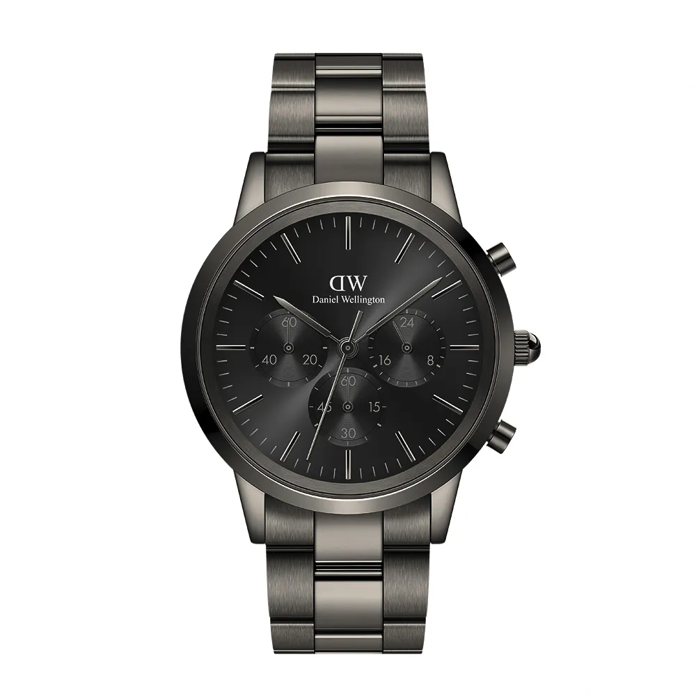 【Daniel Wellington】DW 手錶 Iconic Chronograph 42mm太空灰三眼精鋼錶灰錶盤(DW00100643)