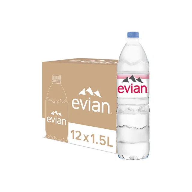 (分次配)【Evian 依雲】官方直營 天然礦泉水1500mlx12入/箱(寶特瓶)