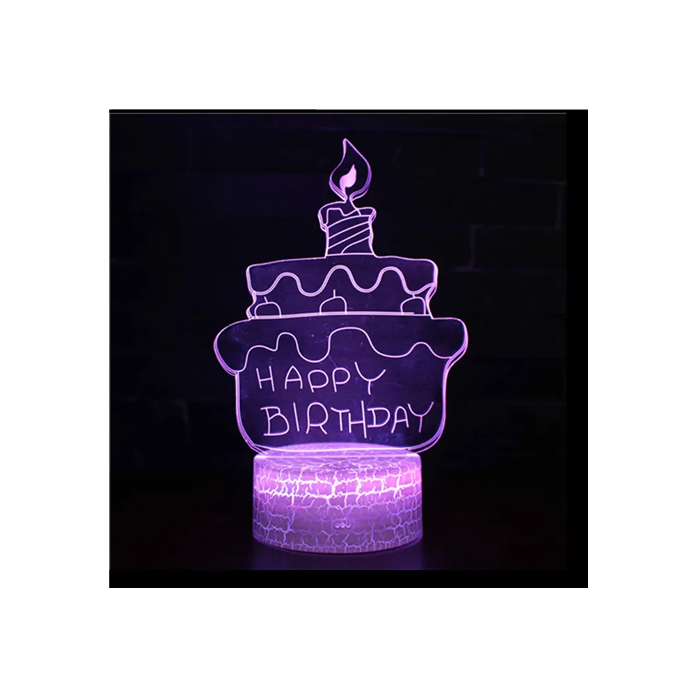 【北熊の天空】生日快樂 爆裂底座LED USB小夜燈 北歐風3D立體造型燈(聖誕節/交換禮物/生日禮物/情人節禮物)