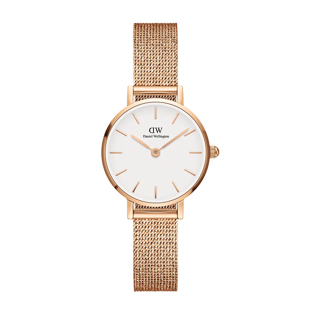 【Daniel Wellington】DW 手錶  Petite 24mm麥穗式金屬編織錶(兩色 DW00100442)