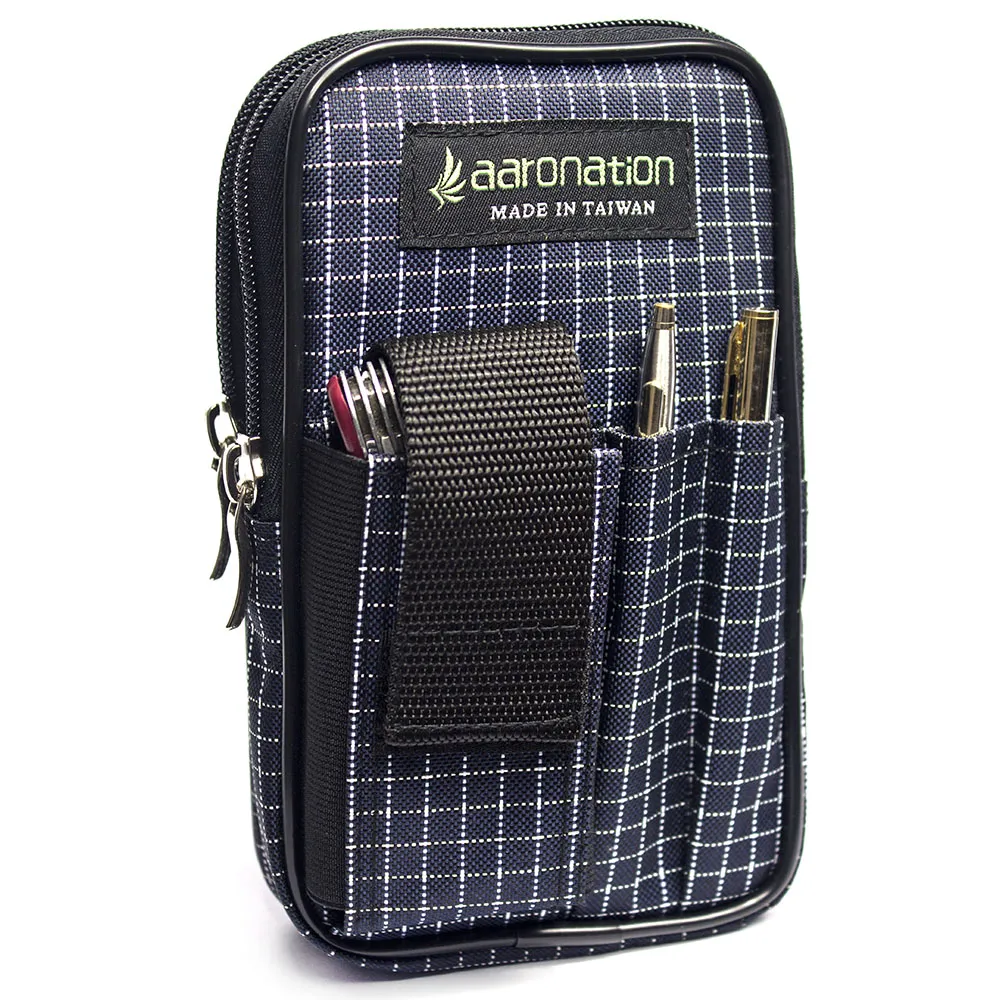 【Aaronation 愛倫國度】多夾層拉鍊隨身包     台灣製造(AN-2547L-藍白)