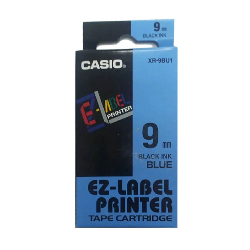 【CASIO 卡西歐】標籤機專用色帶-9mm藍底黑字(XR-9BU1)