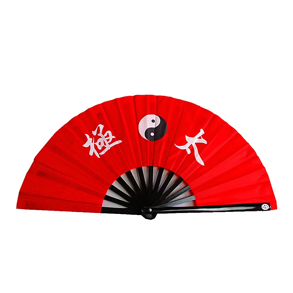 【輝武】武術用品-全竹骨太極圖-黑骨紅太極功夫扇(2把)
