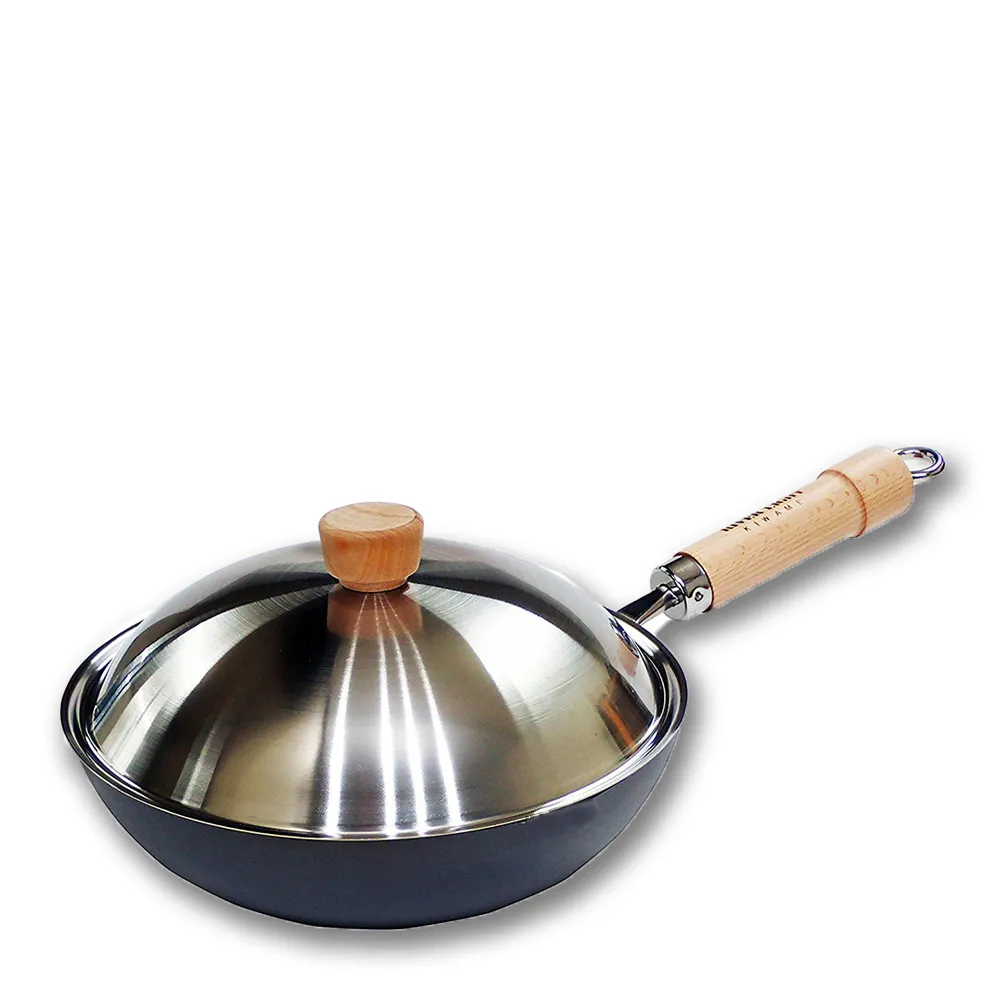 【PREMIUM 極】日本製無塗層不易生鏽鐵製平底鍋 28cm 超值兩件組(不鏽鋼鍋蓋+平底鍋)