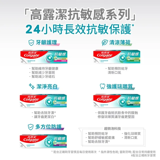 【Colgate 高露潔】抗敏感牙膏120gX12入(強護琺瑯質/清涼薄荷/牙齦護理/潔淨亮白)