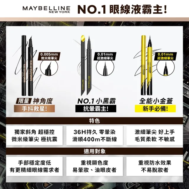 【MAYBELLINE 媚比琳】神角度超穩控激細眼線液_2入組 (眼線筆)