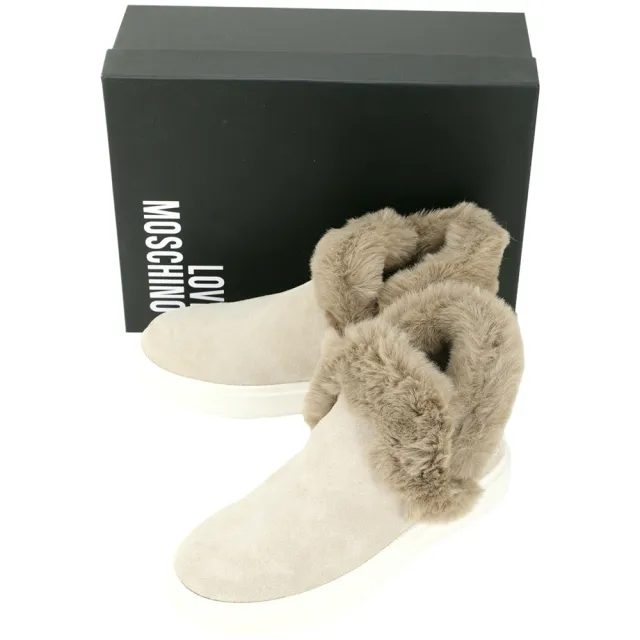 【MOSCHINO】LOVE MOSCHINO 毛絨麂皮低筒靴 運動鞋(駝色 義大利潮流精品 精品鞋)