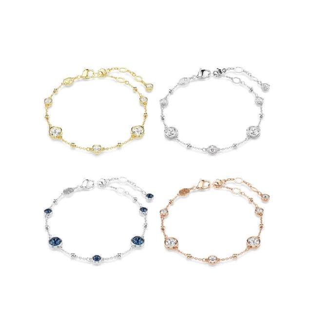 【SWAROVSKI 施華洛世奇】官方直營 Imber 手鏈 圓形切割 白色/藍色/鍍白金色/鍍玫瑰金色