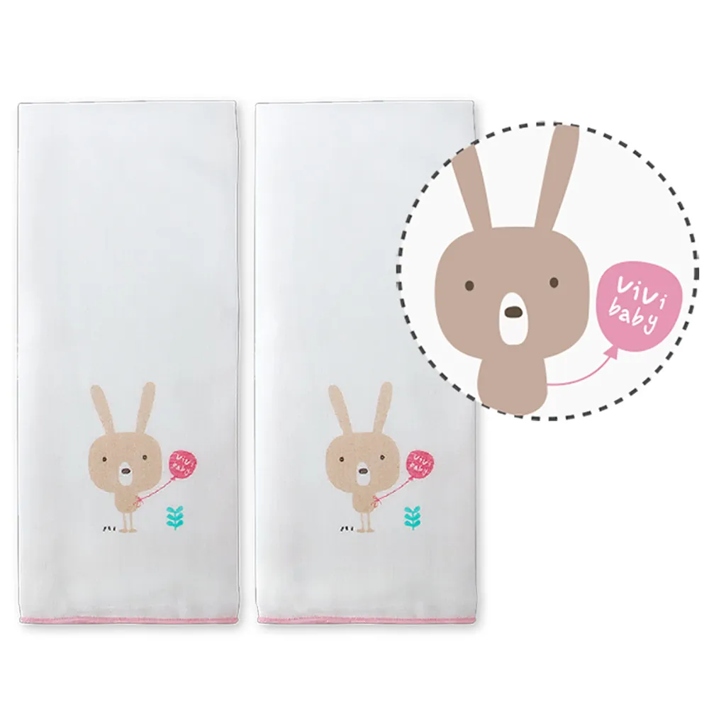 【VIVIBABY】酷咪兔精梳棉紗布澡巾/高密度紗布巾餵奶巾洗澡巾(6入)
