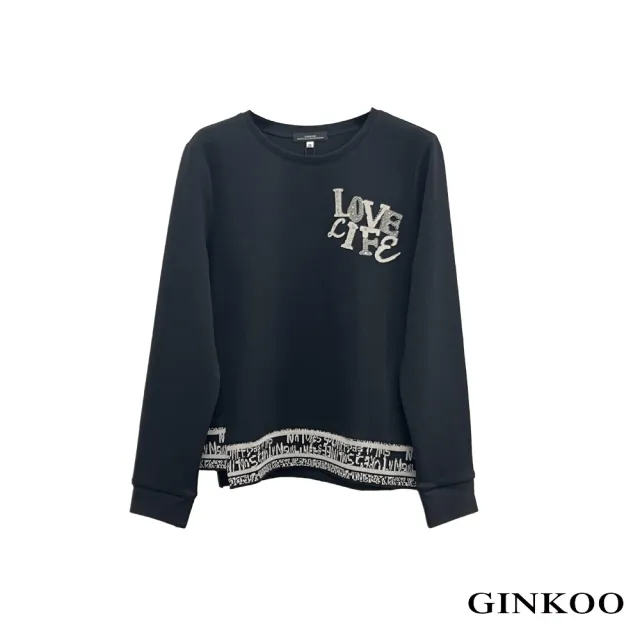 【GINKOO 俊克】不對稱字母印花上衣