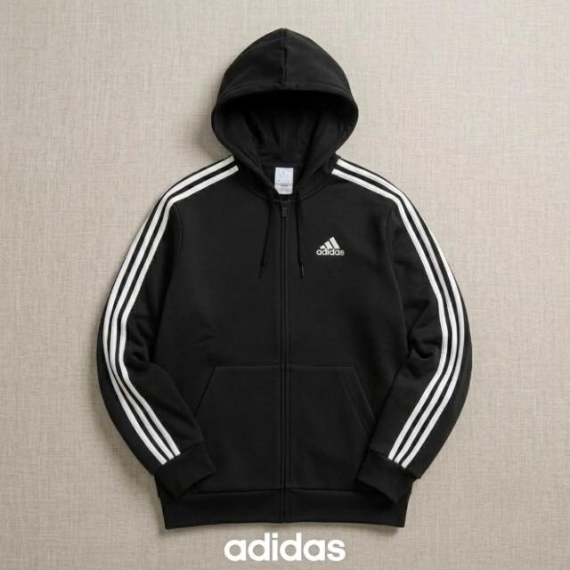 【adidas 愛迪達】男生 經典三線 輕磨毛 連帽外套 四季可穿 男款(GK9051)