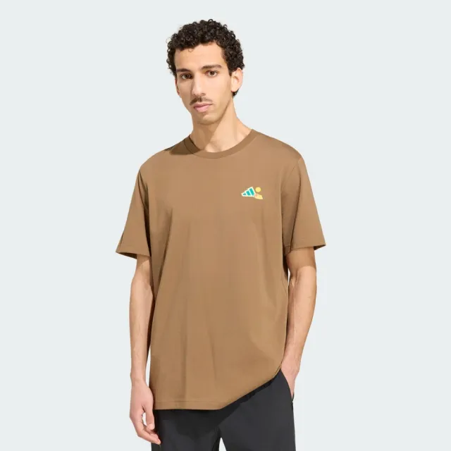 【adidas 愛迪達】短袖上衣 男 M CAMPER G T 咖啡 KS2520