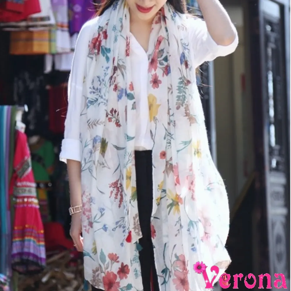 【Verona】日系清新印花圖騰圍巾披肩絲巾
