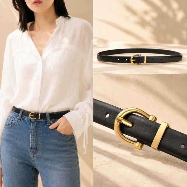【EMMA SUE】牛皮皮帶 韓國皮帶 白色皮帶 皮具 細皮帶 皮帶女 復古皮帶 真皮腰帶 細腰帶 女款皮帶