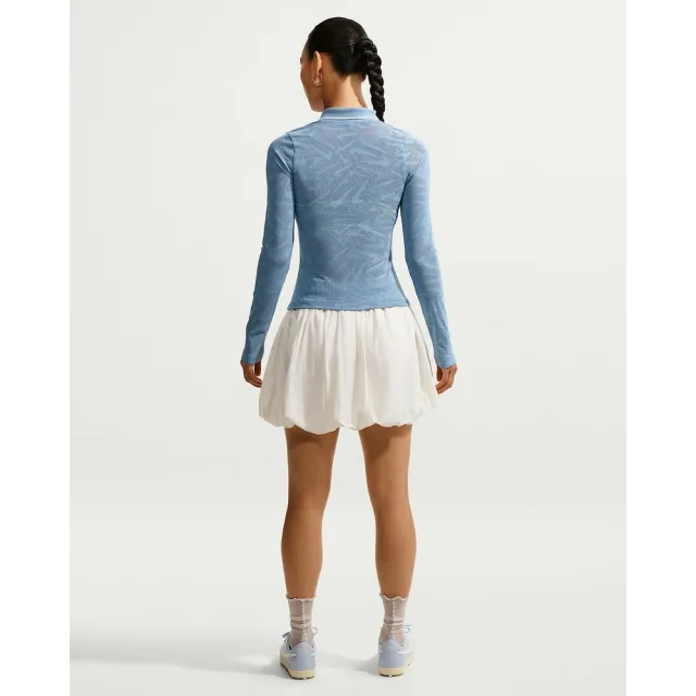 【NIKE 耐吉】長袖上衣 女 AS W NK CHLL KNT LS STCH LACE 運動 休閒 彈性 蕾絲 緊身 藍 (IM8390486)