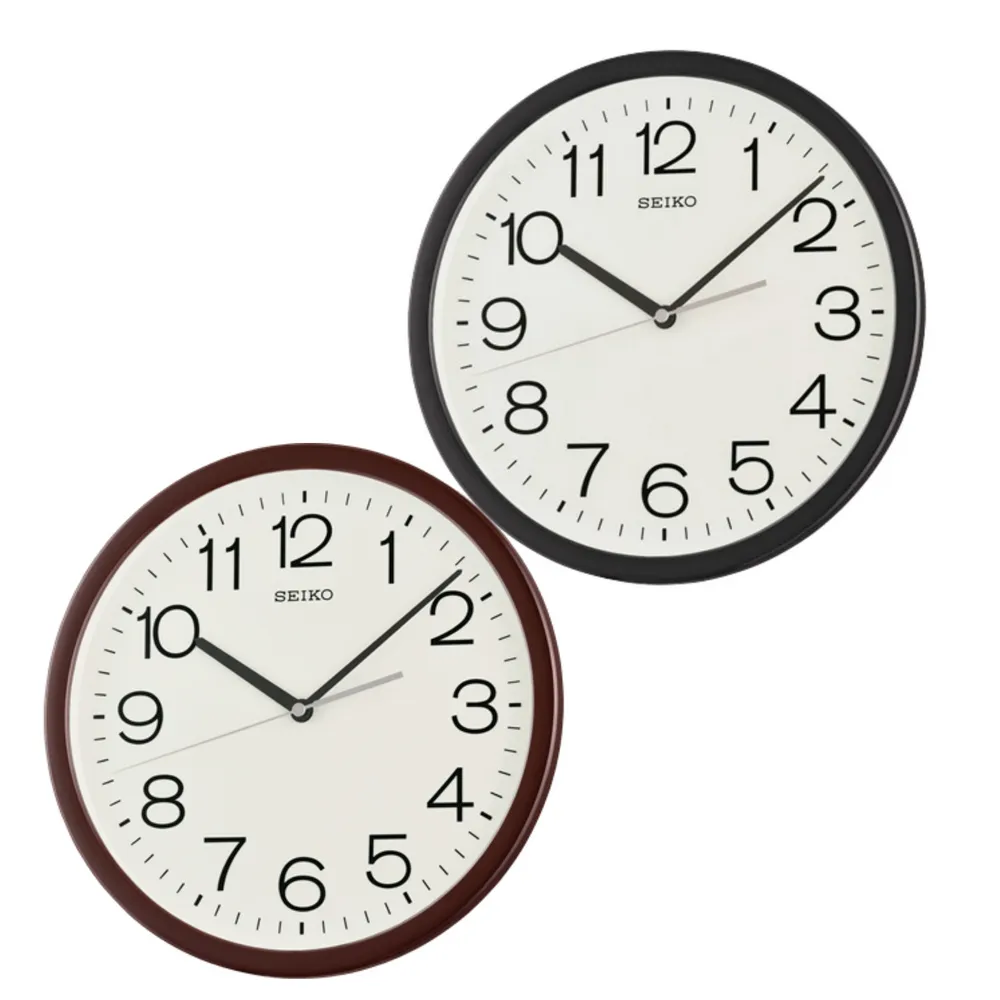 【SEIKO 精工】大數字滑動式秒針靜音簡約掛鐘QXA847(30cm大鏡面 清晰時標)