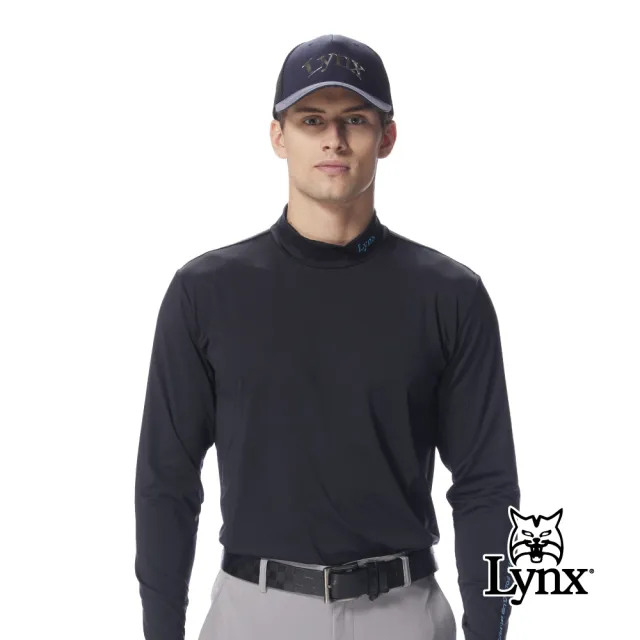 【Lynx Golf】男款吸濕排汗高領長袖上衣/高爾夫球衫(3色)