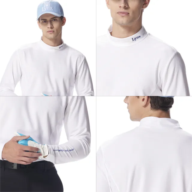 【Lynx Golf】男款吸濕排汗高領長袖上衣/高爾夫球衫(3色)