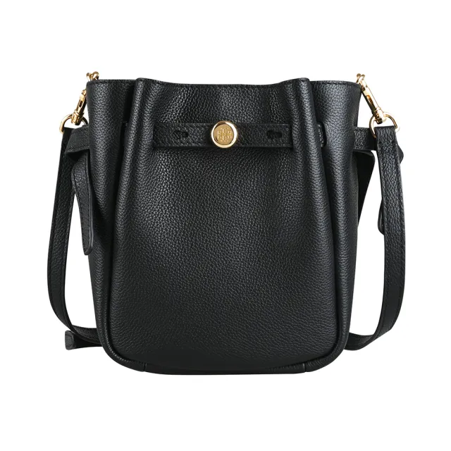 【TORY BURCH】TORY BURCH精品荔枝紋牛皮Romy斜背水桶包(小/黑)