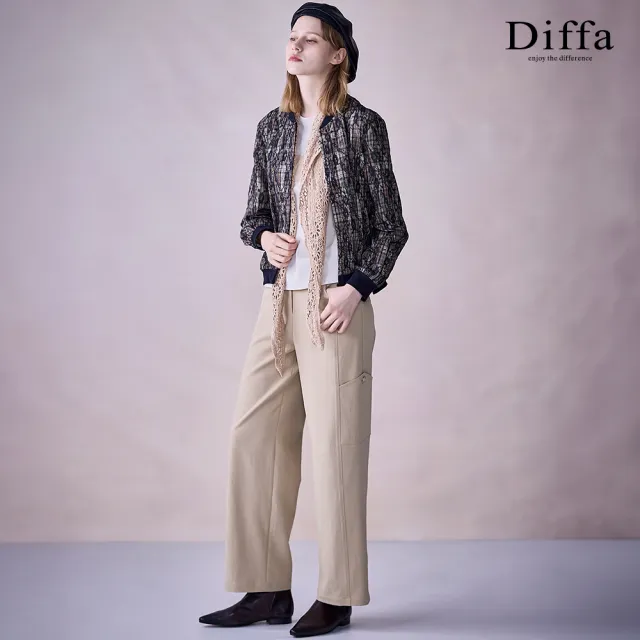 【Diffa】後腰鬆緊直筒長褲-女