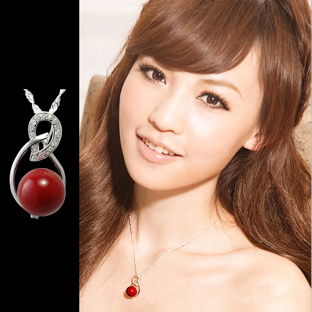 【山本美樹】星光夜月 人造紅蜜蠟奧地利水晶項鍊
