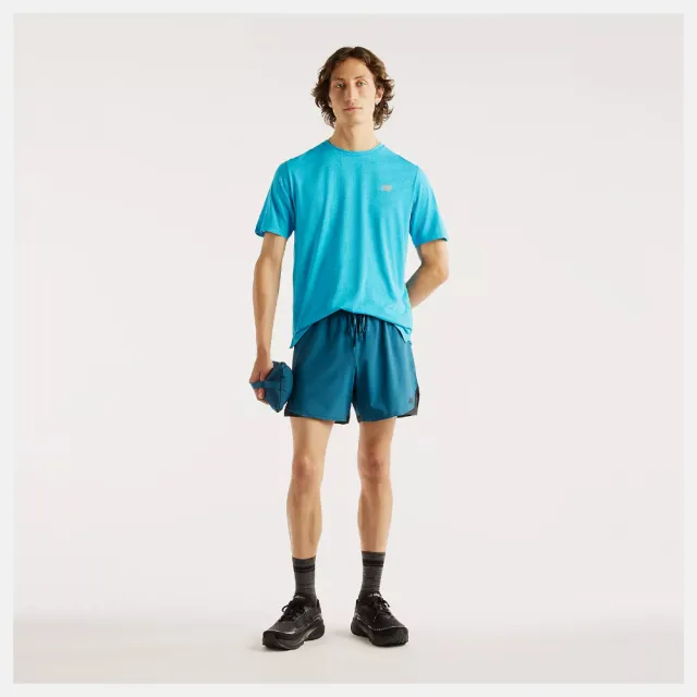 【NEW BALANCE】NB 短袖上衣 男 美規 藍 MT41253ATD(S2546)
