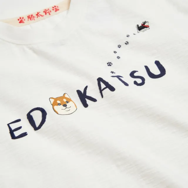 【EDOKATSU 江戶勝】女裝 溜搭的黑丸短袖T恤(米白色)