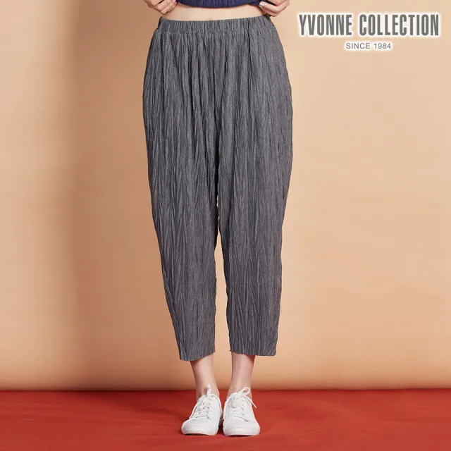 【YVONNE 以旺傢飾】壓褶打褶八分褲-岩石灰