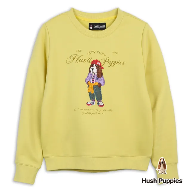 【Hush Puppies】女裝 上衣 美式街頭刺繡泰迪狗上衣 (淺黃 / 64210101)