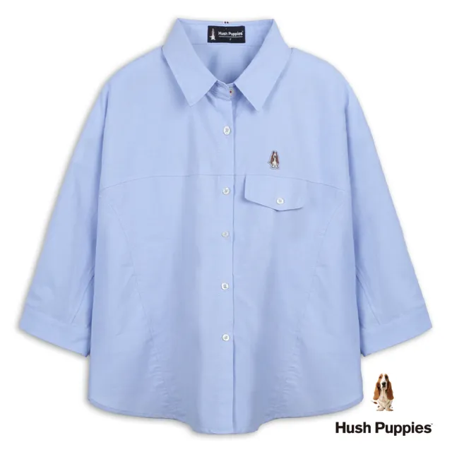 【Hush Puppies】女裝 襯衫 剪接連袖襯衫 (淺藍 / 64212102)