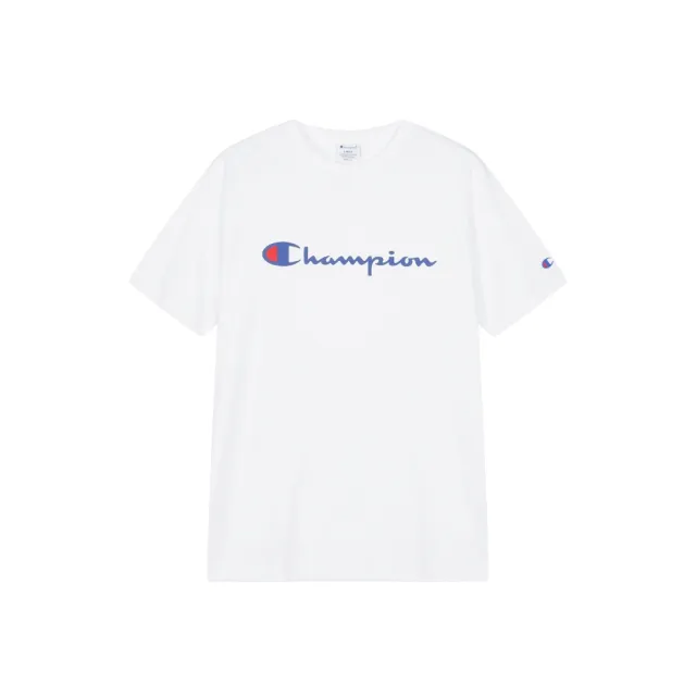 【Champion】官方直營 男女款- AUTHENTIC 草寫LOGO短袖棉質T恤- 白色（U6ASSSU546M101）