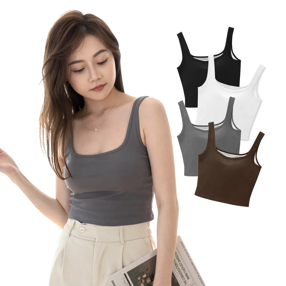 【VOLA 維菈】方領包覆顯瘦內搭 BRA TOP 可調式肩帶 方領背心 內搭背心