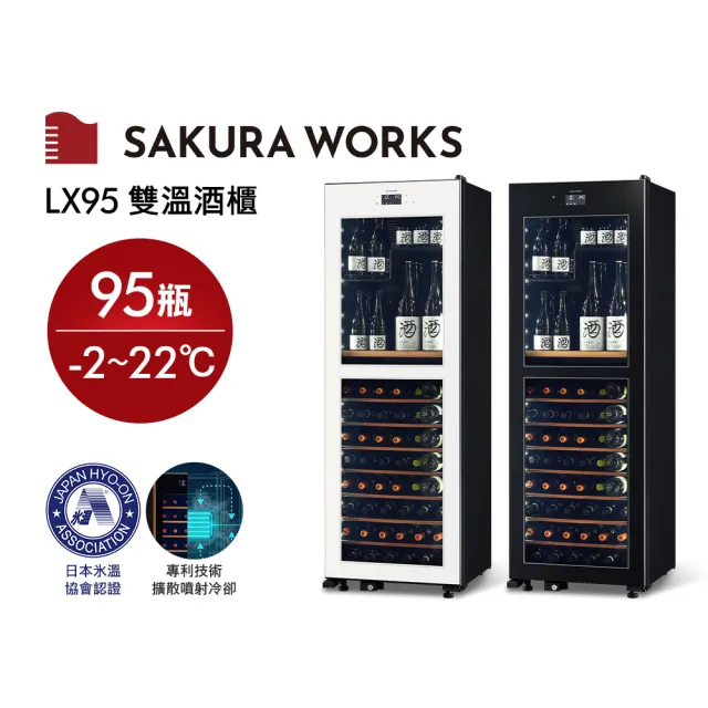 【SAKURA WORKS】LX95 -2℃ 雙溫酒櫃 (日本銷售冠軍 分層分溫 -2度-22度)(清酒櫃/紅酒櫃)