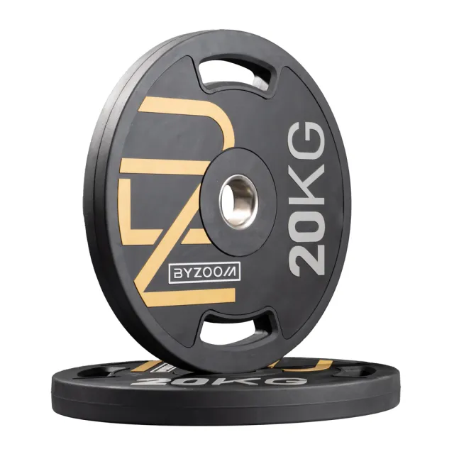 【BYZOOM FITNESS】power series 橡膠重量槓片-黑20kg（2入）奧林匹克包膠槓片