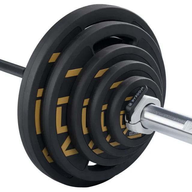【BYZOOM FITNESS】power series 橡膠重量槓片-黑20kg（2入）奧林匹克包膠槓片