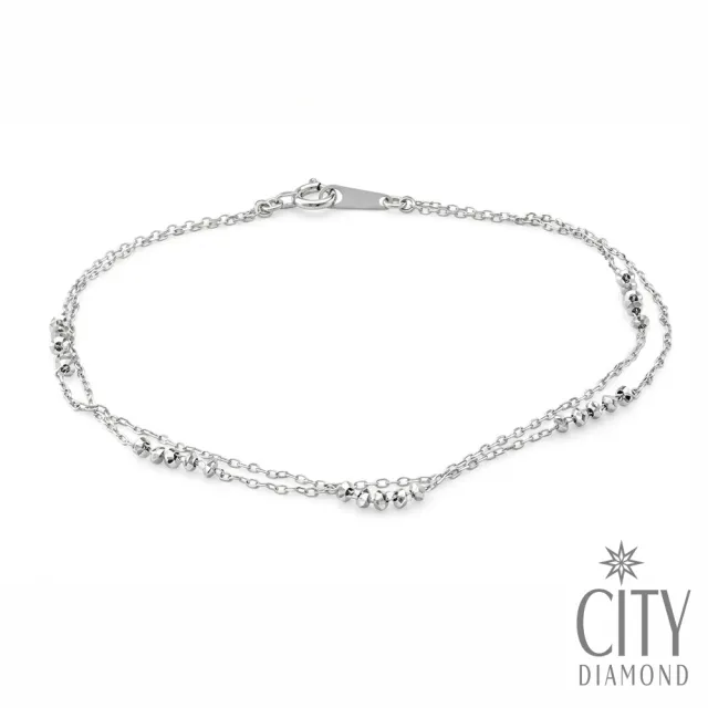 【City Diamond 引雅】18K閃耀刻面雙層白K金手鍊(東京Yuki表參道系列)