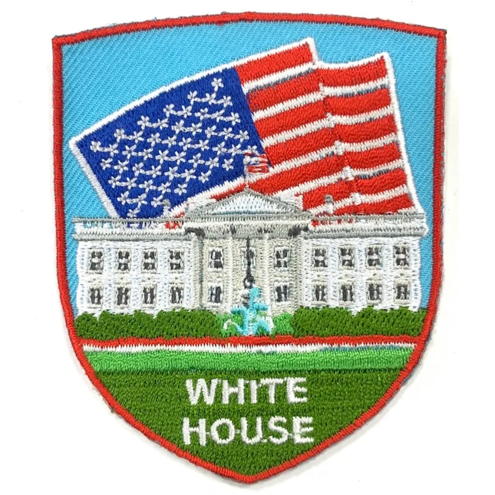 【A-ONE 匯旺】美國 白宮 華盛頓特區 外套熨斗刺繡 USA 三藩市背膠補丁 袖標 布標 布貼(NO.392)