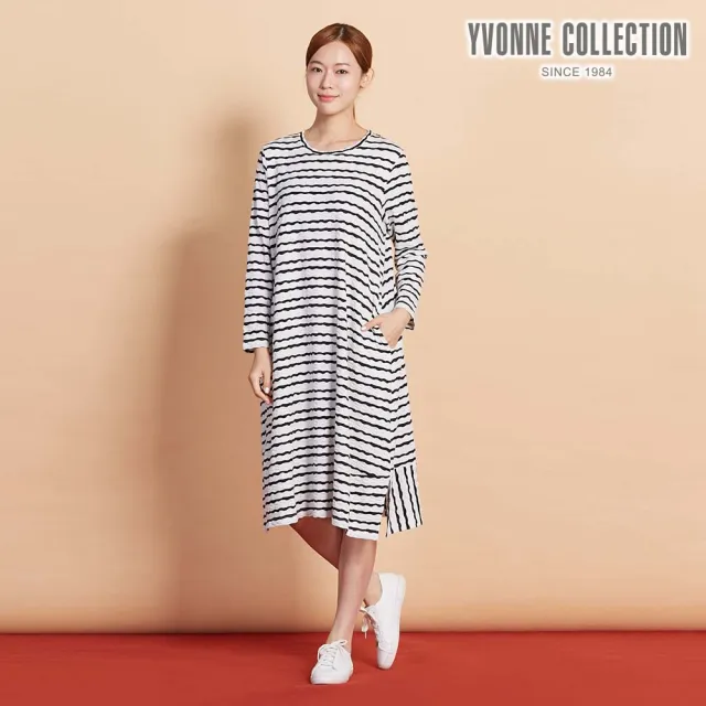 【YVONNE 以旺傢飾】凸條提花長袖洋裝-白