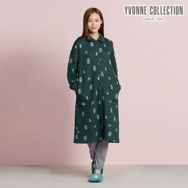 【YVONNE 以旺傢飾】伯恩熊包紗長外套-森林綠