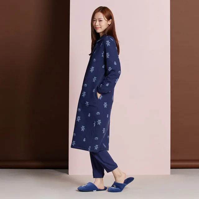 【YVONNE 以旺傢飾】伯恩熊包紗長外套-星夜藍