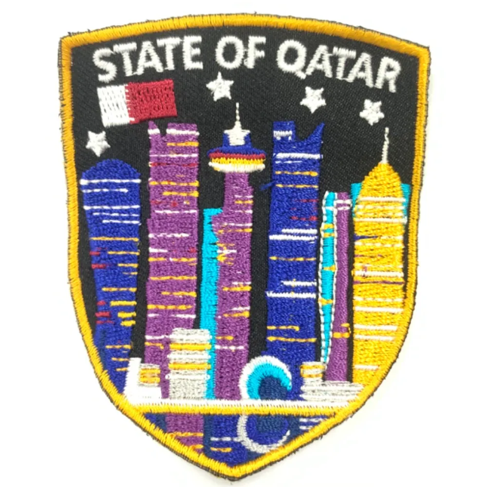 【A-ONE 匯旺】卡達 杜哈 夜景 波斯灣地標電繡刺繡布章 貼布 布標 燙貼 徽章 肩章 識別章(NO.361)