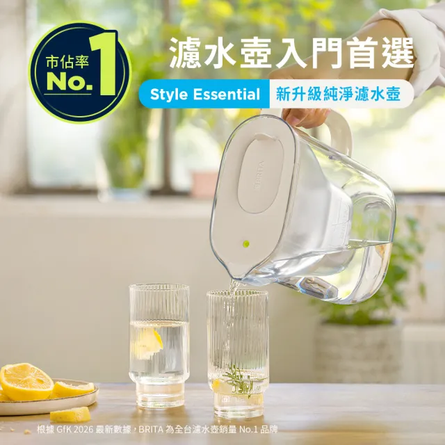 【BRITA】官方直營 純淨濾水壺(燕麥色)60週年限定禮盒(共1壺6芯+贈限定濾芯吊飾x1)