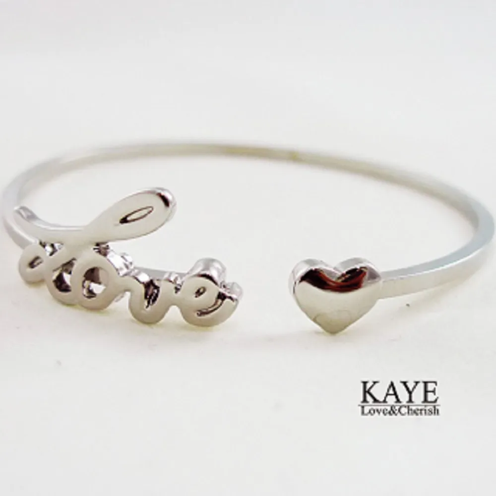 【Kaye歐美流行飾品】LOVE心型開口手環