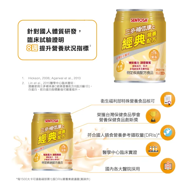 【SENTOSA 三多】補体康C經典營養配方240mlx24罐*3箱