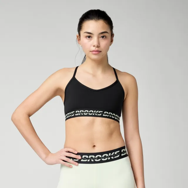 【BROOKS】女運動內衣 PR Elite 附罩杯運動內衣_經典黑/淺黃 (300653028)